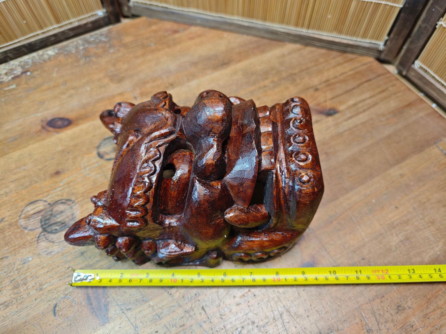 Rare Japanese Hannya Mask Hand-Carved Wood Demon Signed Noh Theater