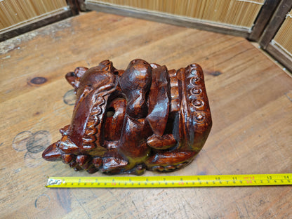 Rare Japanese Hannya Mask Hand-Carved Wood Demon Signed Noh Theater
