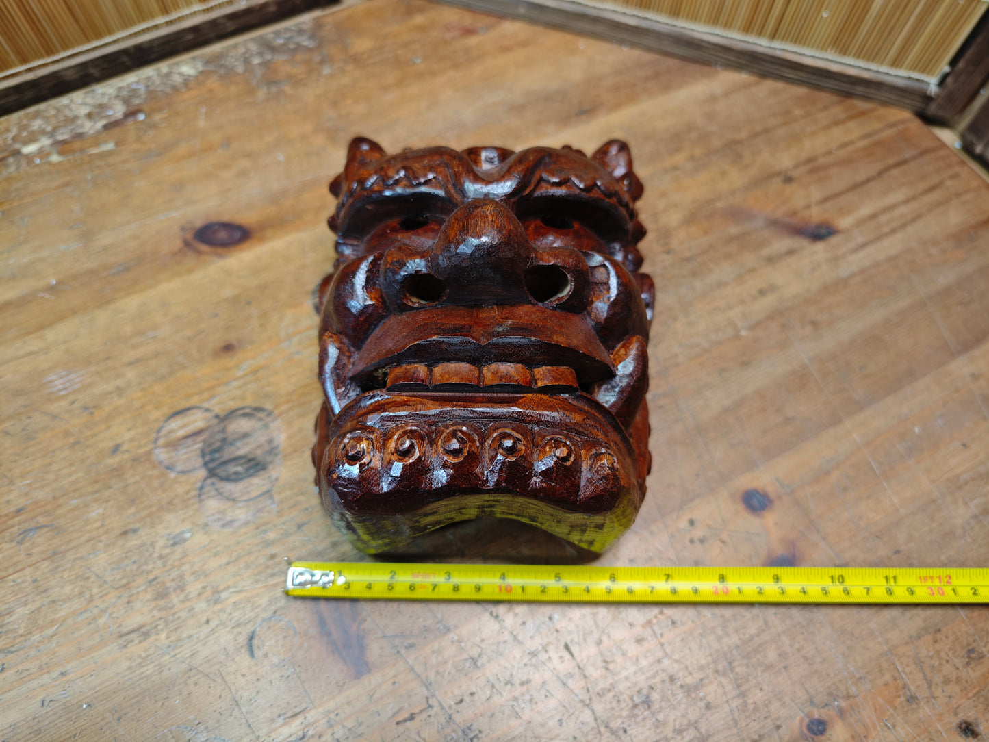 Rare Japanese Hannya Mask Hand-Carved Wood Demon Signed Noh Theater