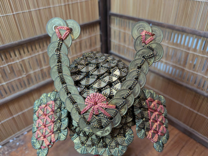 Rare Japanese Coin Kabuto Helmet Samurai Display on Wooden Stand