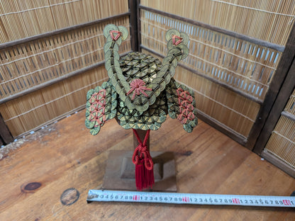 Rare Japanese Coin Kabuto Helmet Samurai Display on Wooden Stand