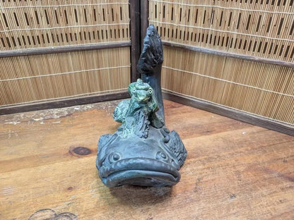 Rare Japanese Namazu & Kappa Figurine Big Pottery Sculpture Auction Japan