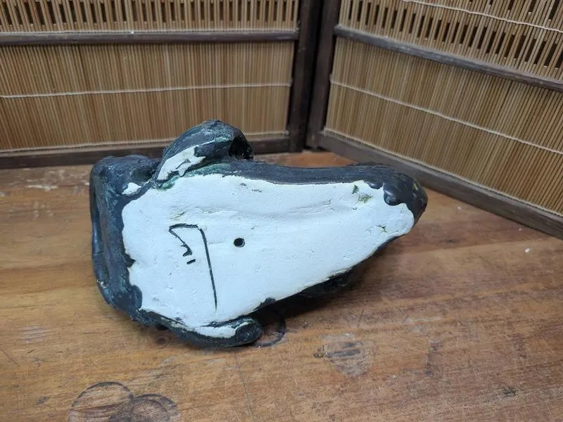 Rare Japanese Namazu & Kappa Figurine Big Pottery Sculpture Auction Japan