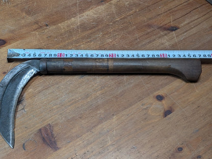 Japanese Signed Kama Sickle Antique Hand Forged Farm Tool by Fukuyasu