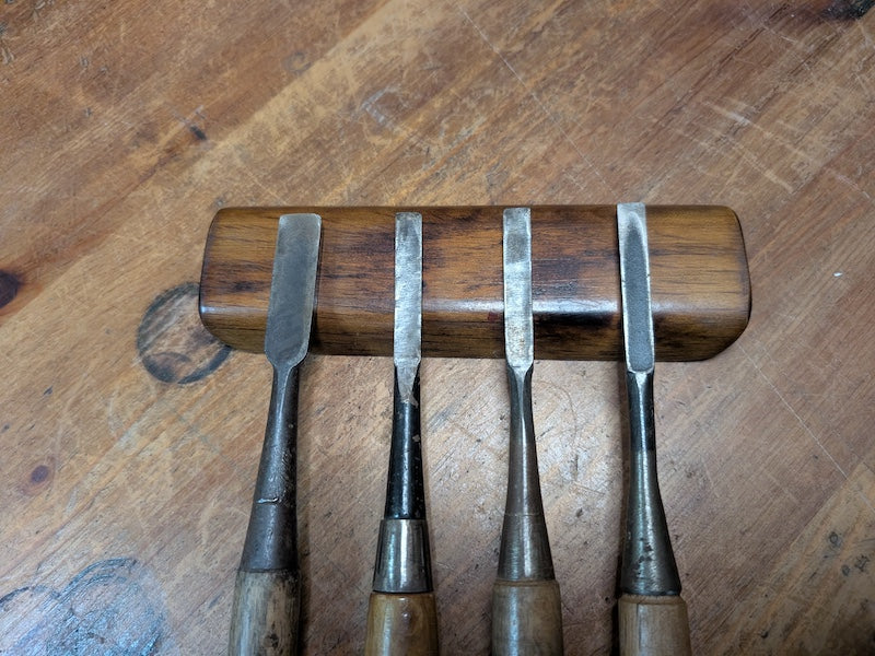 1960s Japanese Signed Wood Carving Chisels Set of 4 Steel Tools Vintage