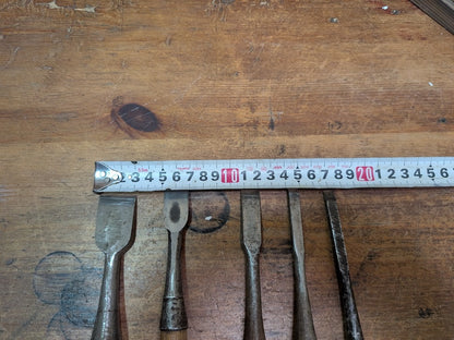 Rare 1960s Japanese Signed Steel Chisels Set Signed Woodworking Tools