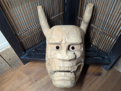 Japanese Hannya Mask Wood Handmade 2017 | Noh Demon Wall Decor