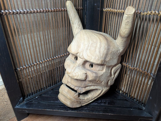 Japanese Hannya Mask Wood Handmade 2017 | Noh Demon Wall Decor