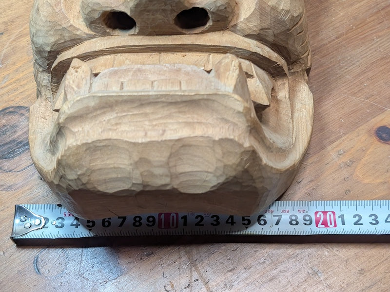 Japanese Hannya Mask Large Hand-Carved Wood Signed Noh Oni Auction Art