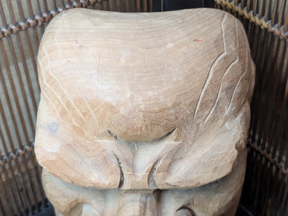 Japanese Hannya Mask Large Hand-Carved Wood Signed Noh Oni Auction Art