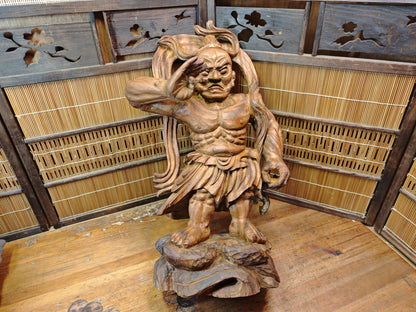 Rare Japanese Vintage Wooden Niō Guardian Statue Giant Size Sculpture