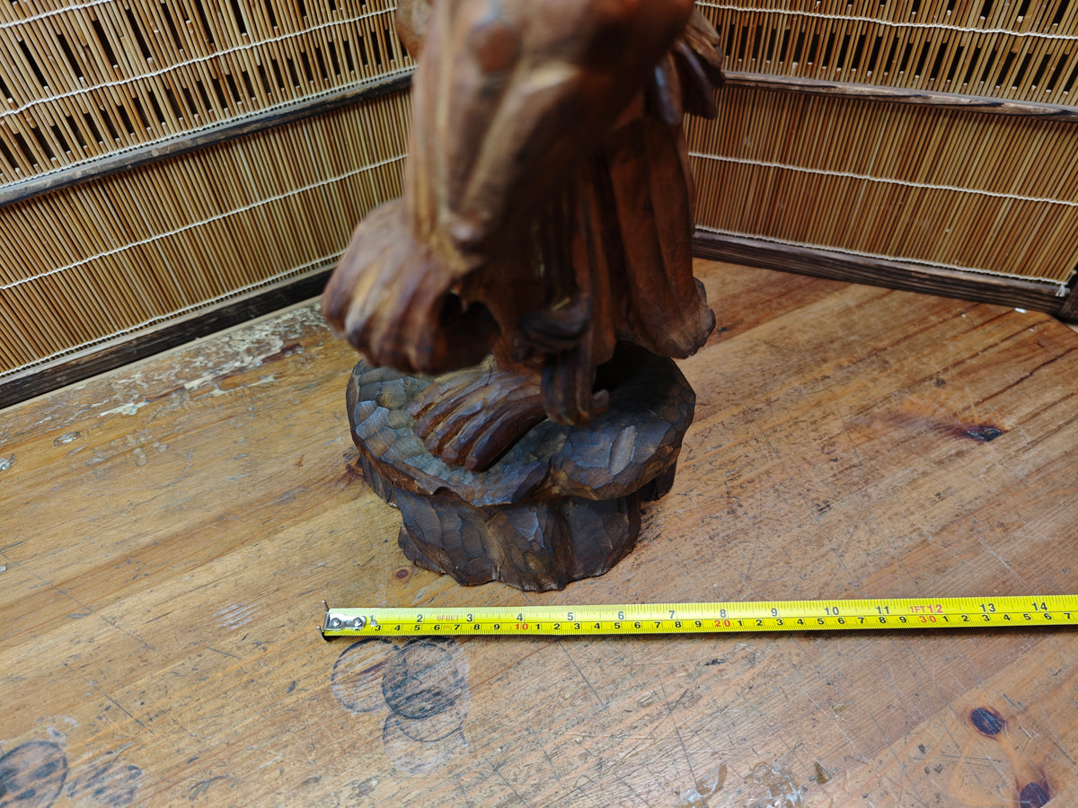 Rare Japanese Vintage Wooden Niō Guardian Statue Giant Size Sculpture