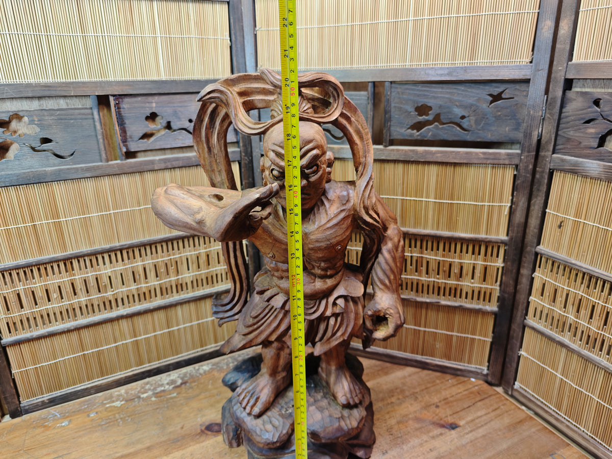 Rare Japanese Vintage Wooden Niō Guardian Statue Giant Size Sculpture