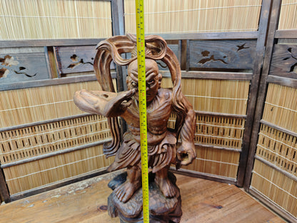 Rare Japanese Vintage Wooden Niō Guardian Statue Giant Size Sculpture