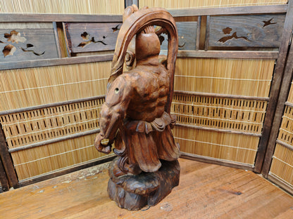 Rare Japanese Vintage Wooden Niō Guardian Statue Giant Size Sculpture