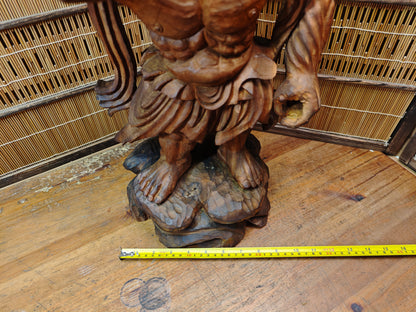 Rare Japanese Vintage Wooden Niō Guardian Statue Giant Size Sculpture