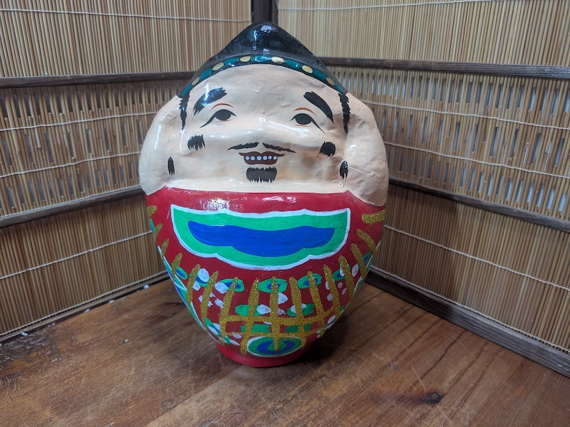 Large Vintage Japanese Daruma Doll Handmade Folk Art Zen Figurine Rare