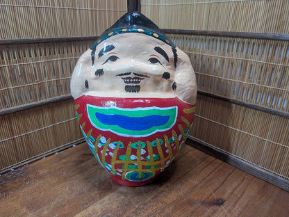 Large Vintage Japanese Daruma Doll Handmade Folk Art Zen Figurine Rare
