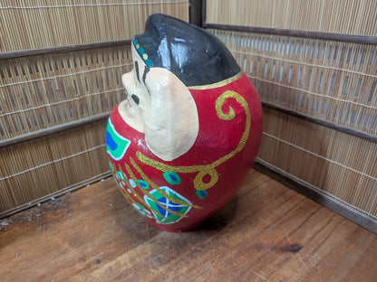 Large Vintage Japanese Daruma Doll Handmade Folk Art Zen Figurine Rare