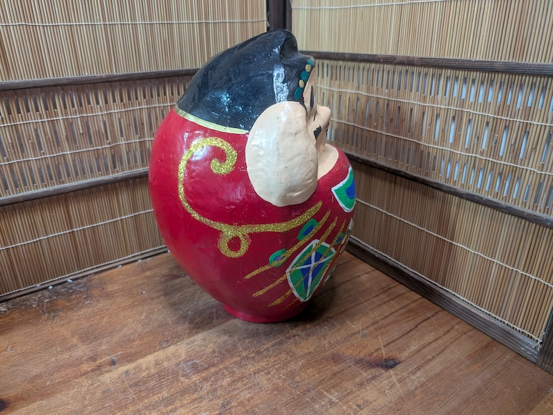 Large Vintage Japanese Daruma Doll Handmade Folk Art Zen Figurine Rare