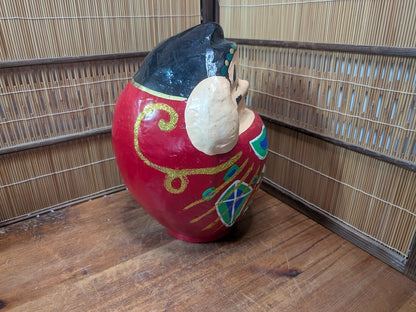 Large Vintage Japanese Daruma Doll Handmade Folk Art Zen Figurine Rare