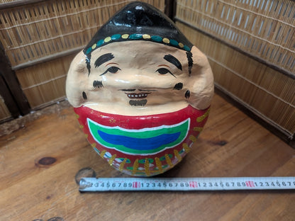 Large Vintage Japanese Daruma Doll Handmade Folk Art Zen Figurine Rare