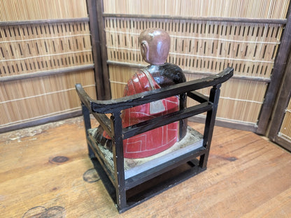 Extremely Rare Meiji Era Japanese Wooden Monk Statue 1800s Hand Carved Antique