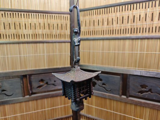 Rare Meiji Nambu Cast Iron Furin Lantern Wind Bell Hanging Toro Japan