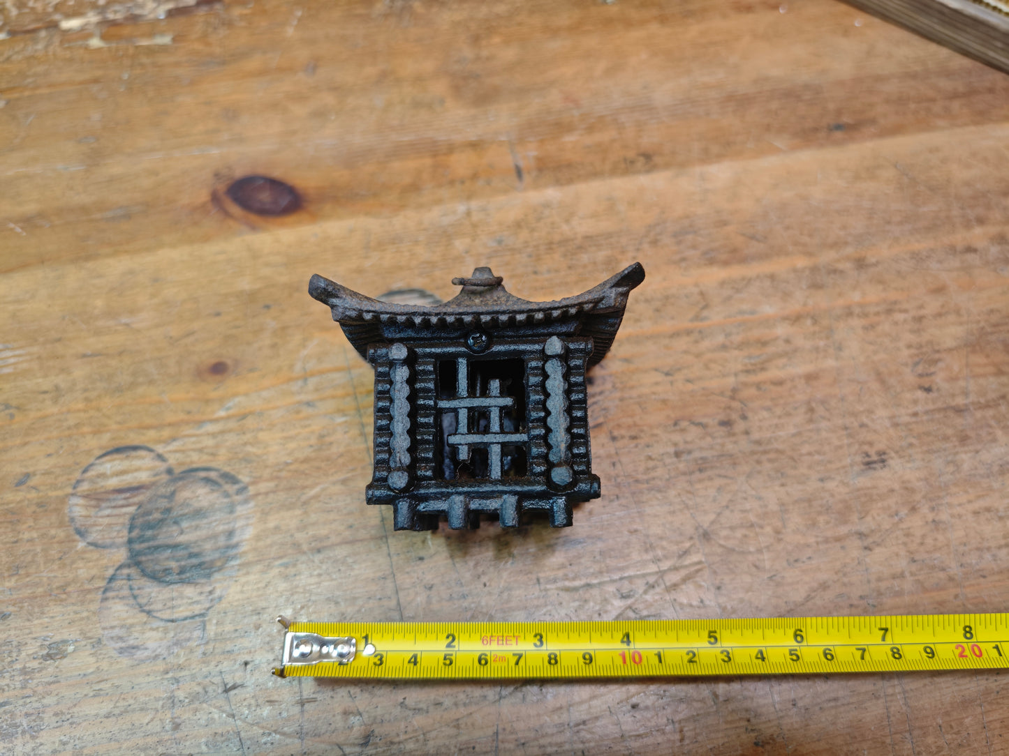 Rare Meiji Nambu Cast Iron Furin Lantern Wind Bell Hanging Toro Japan