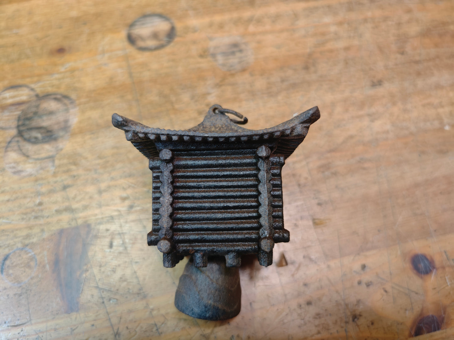 Rare Meiji Nambu Cast Iron Furin Lantern Wind Bell Hanging Toro Japan