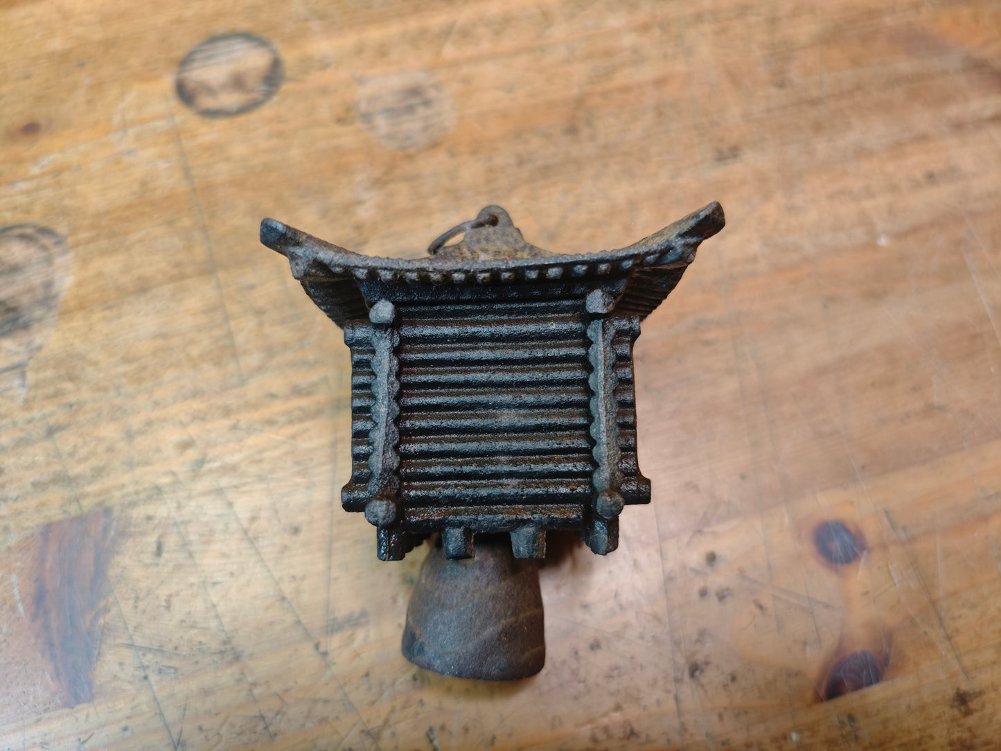 Rare Meiji Nambu Cast Iron Furin Lantern Wind Bell Hanging Toro Japan