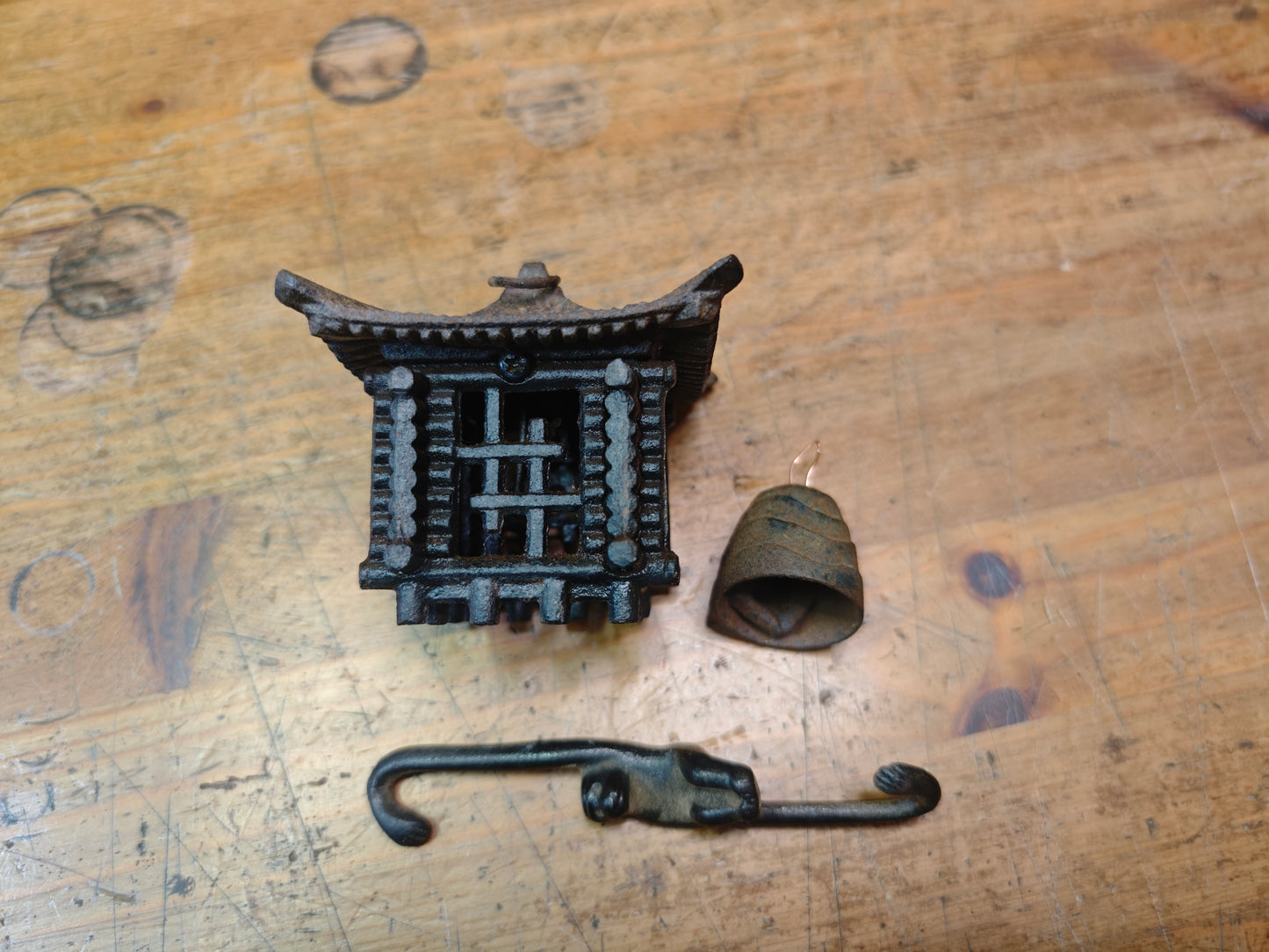 Rare Meiji Nambu Cast Iron Furin Lantern Wind Bell Hanging Toro Japan