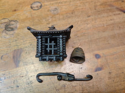 Rare Meiji Nambu Cast Iron Furin Lantern Wind Bell Hanging Toro Japan