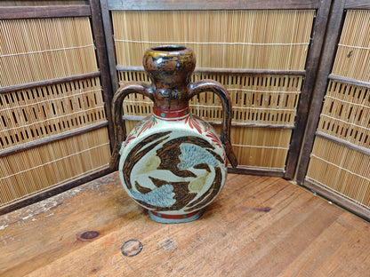 Rare Signed Okinawa Pottery Vase Handmade Ryukyu Ceramic Art Japan Vintage