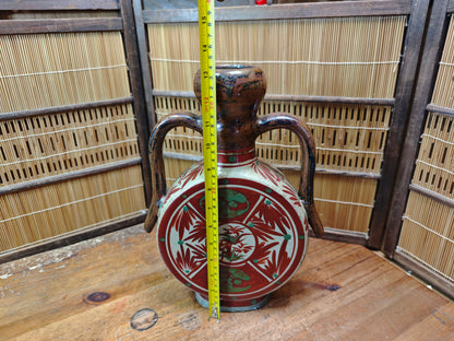 Rare Signed Okinawa Pottery Vase Handmade Ryukyu Ceramic Art Japan Vintage