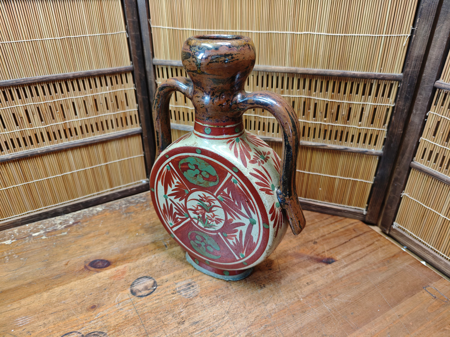 Rare Signed Okinawa Pottery Vase Handmade Ryukyu Ceramic Art Japan Vintage