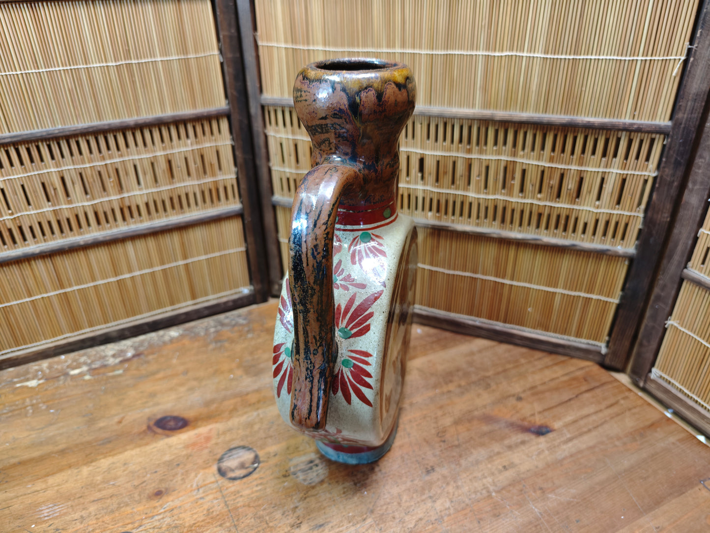 Rare Signed Okinawa Pottery Vase Handmade Ryukyu Ceramic Art Japan Vintage