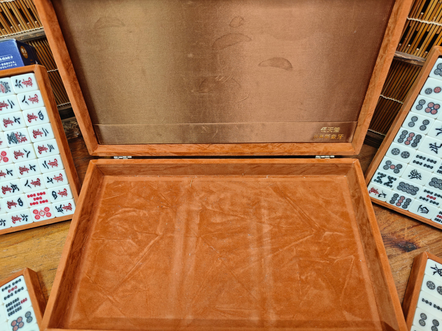 Rare Vintage Japanese Mahjong Set Unused Complete W/ Wood Case