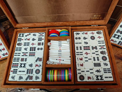 Rare Vintage Japanese Mahjong Set Unused Complete W/ Wood Case