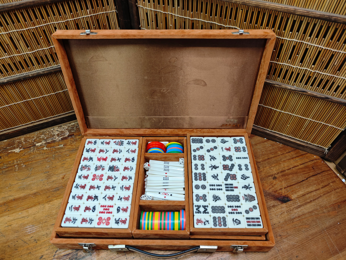 Rare Vintage Japanese Mahjong Set Unused Complete W/ Wood Case