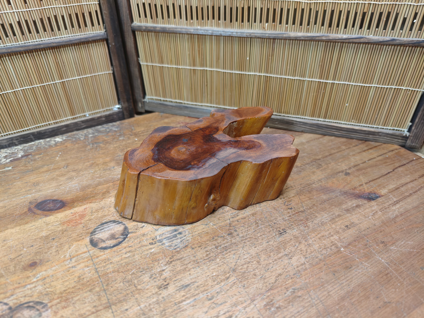 Signed Japanese Bonsai Table 1970s | Sugi Wood Wabi Sabi Display Stand