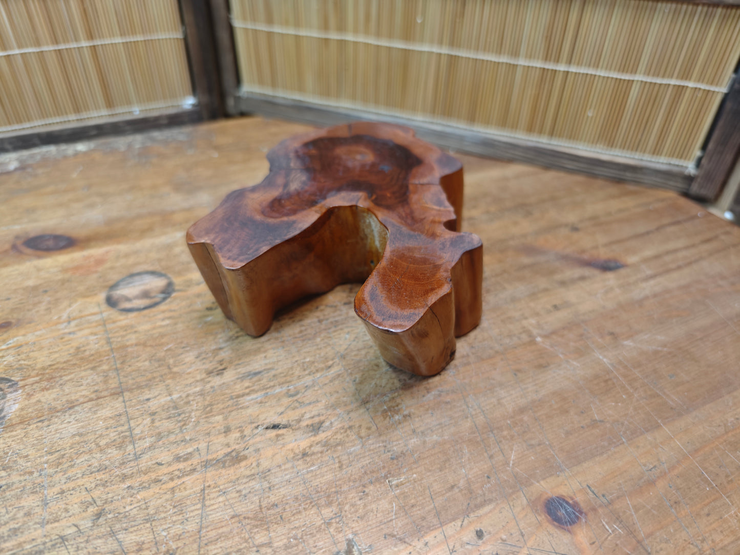 Signed Japanese Bonsai Table 1970s | Sugi Wood Wabi Sabi Display Stand