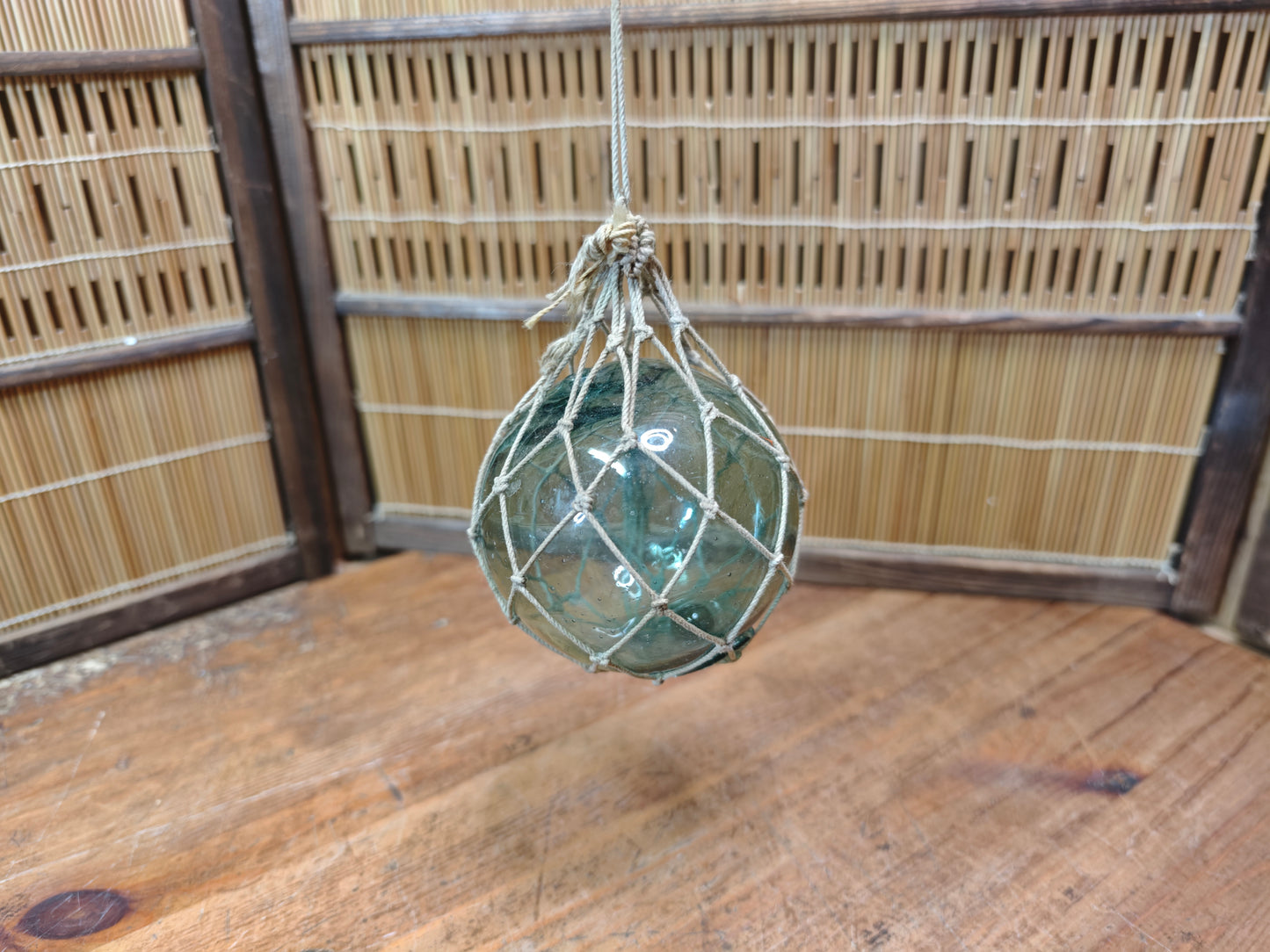 Authentic Japanese Glass Fishing Float Small Aqua Vintage Buoy