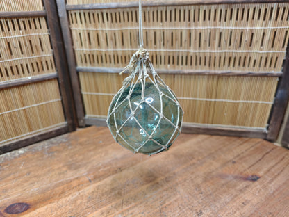 Authentic Japanese Glass Fishing Float Small Aqua Vintage Buoy