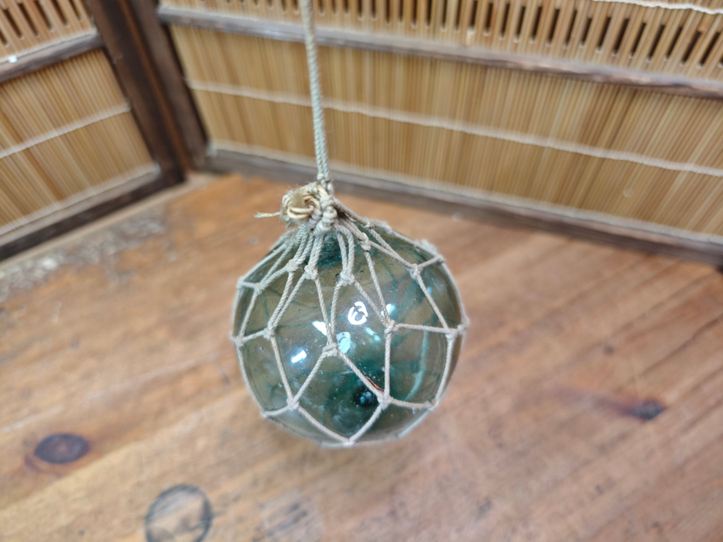Authentic Japanese Glass Fishing Float Small Aqua Vintage Buoy