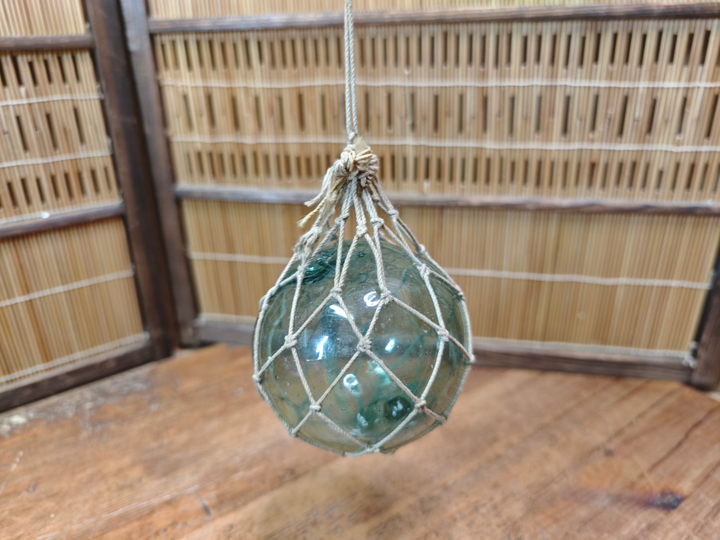 Authentic Japanese Glass Fishing Float Small Aqua Vintage Buoy