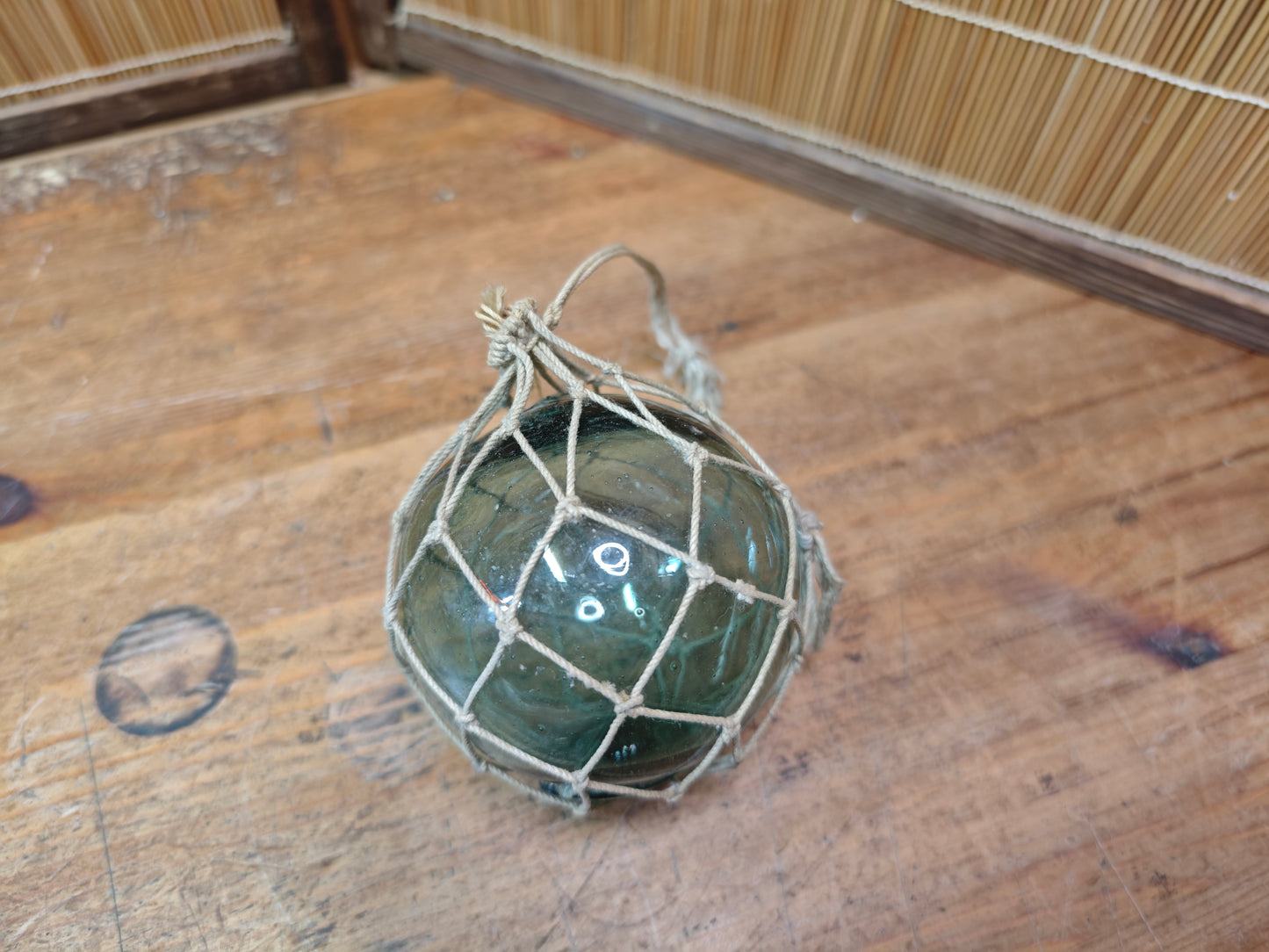 Authentic Japanese Glass Fishing Float Small Aqua Vintage Buoy