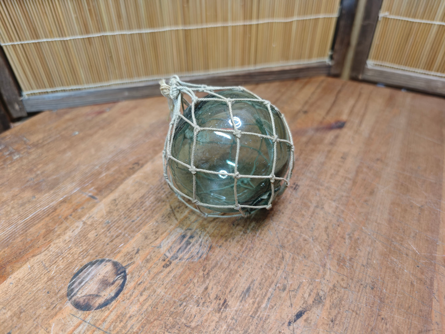 Authentic Japanese Glass Fishing Float Small Aqua Vintage Buoy