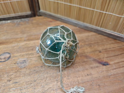 Authentic Japanese Glass Fishing Float Small Aqua Vintage Buoy