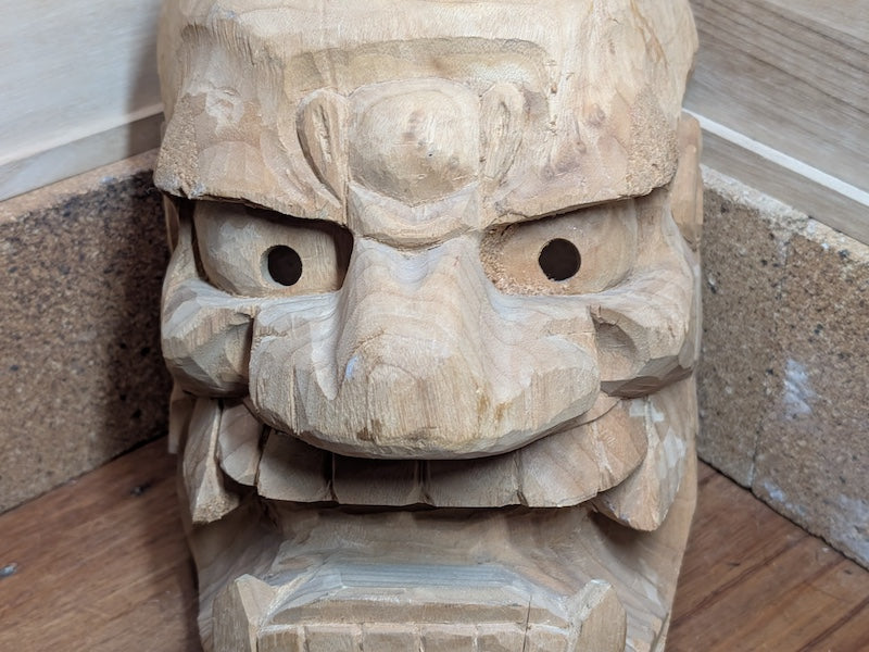Japanese Hannya Mask Hand Carved Wood Signed 2001 Noh Demon Mask